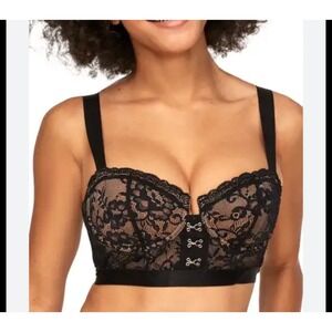 Adore Me Temperance Contour Balconette Bra Black Lace Longline Bra 36D NWT